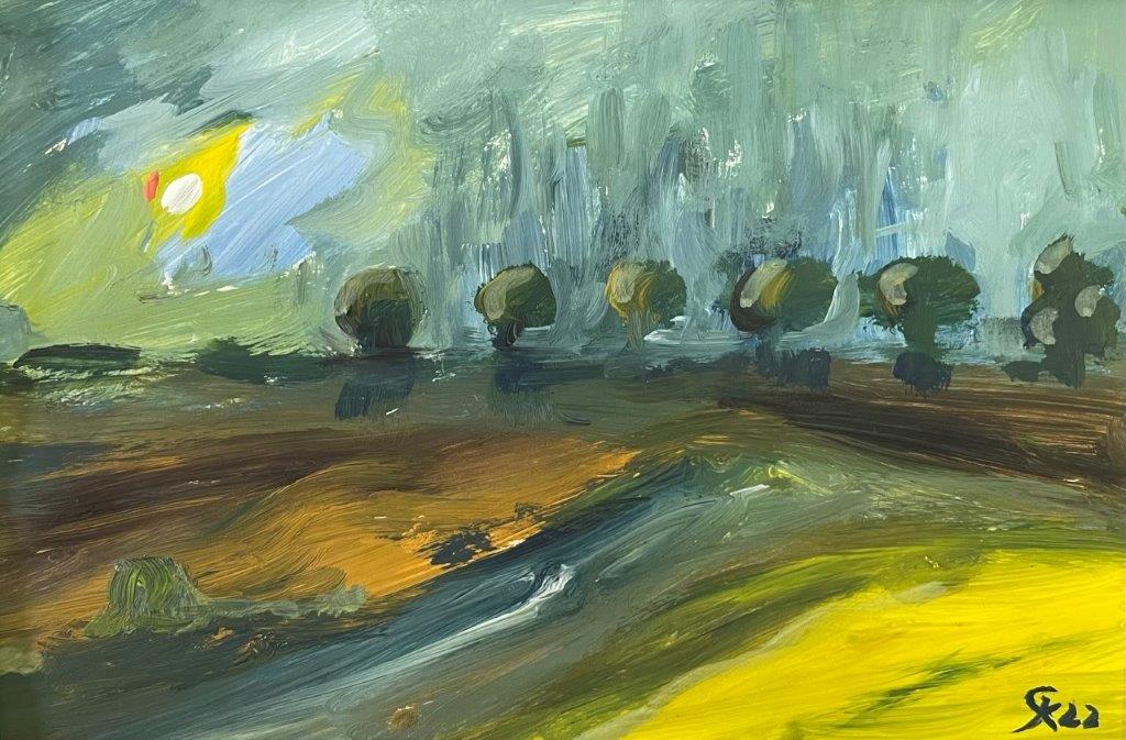 An der Landstrasse, 20x30, Acryl, 2022