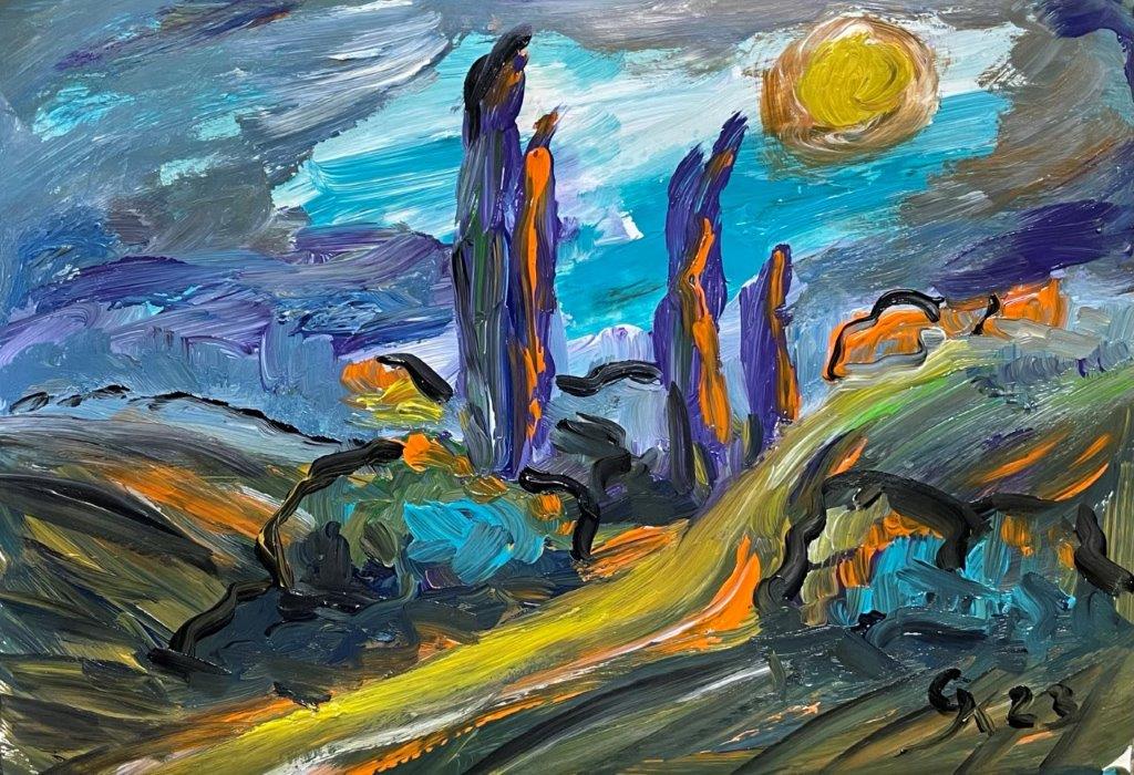 Felder, 30x40, Acryl, 2023