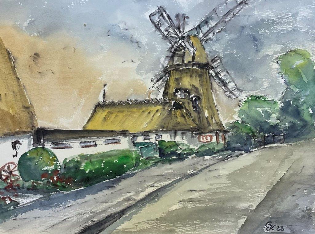Mecklenburger Muehle, 20x30 ,Aquarell, 2023