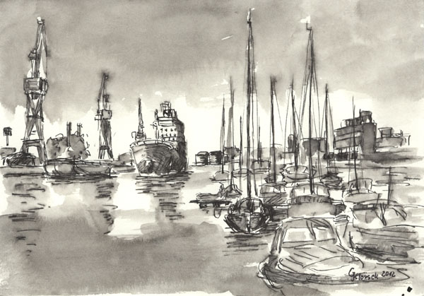 Westhafen, 20x30, Rohrfeder, 2012