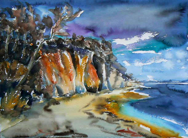 Steilkueste an der Wohlenberger Wieck, Aquarell, 36 x 48, 2007