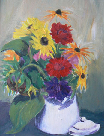 Sommerstrauss, Tempera auf Karton, 28 x 35, 2006