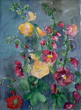 Stockrosen. 30 x 40, Aquarell, 2011