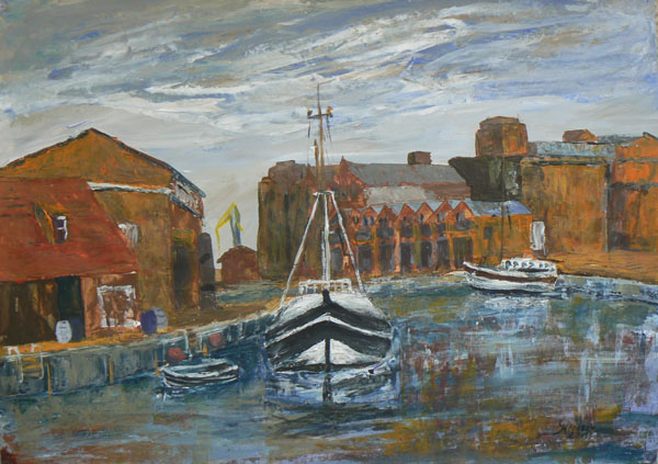 Wismarer Hafen, 50x70, Acryl, 2013