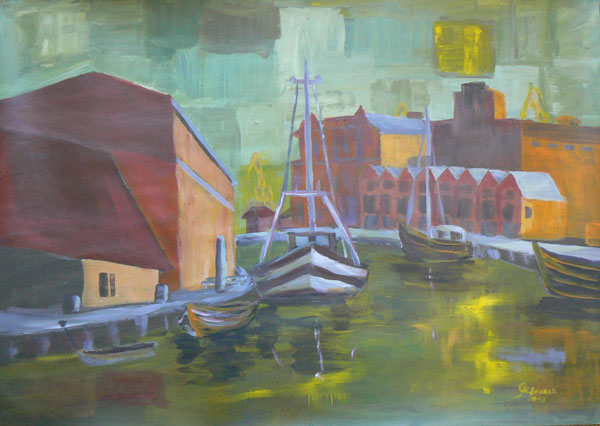 Wismarer Speicher, 50x70, Acryl, 2013