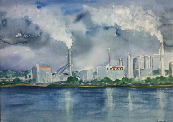 Holzwerk Wismar, 36x48, Aquarell, 2013